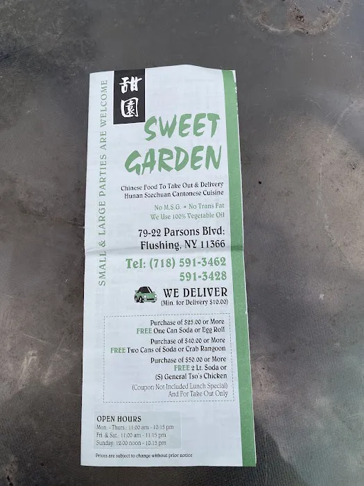 Sweet Garden Chinese food to take out and eat in 7
