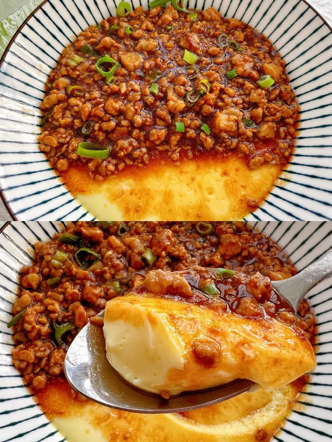 Steamed eggs with meat foam that are more tender than pudding, suitable for all ages