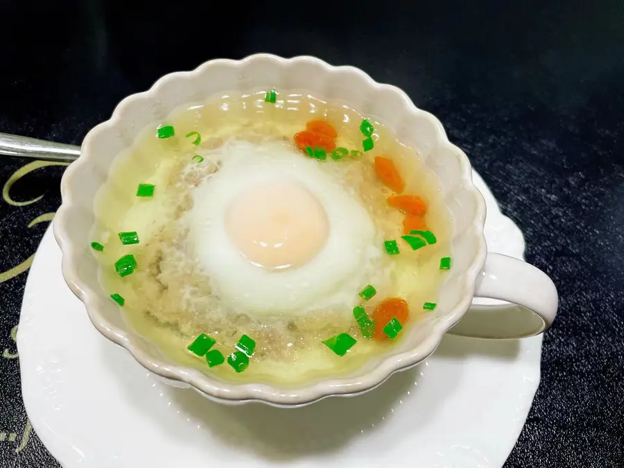 Steamed eggs with yam minced pork step 0