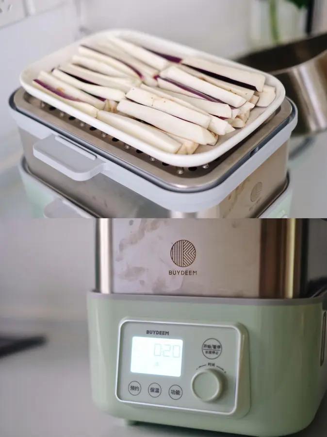 Steamed egg with meat foam + steamed eggplant + rice [September Beiding Steamed Stew Recipe] step 0