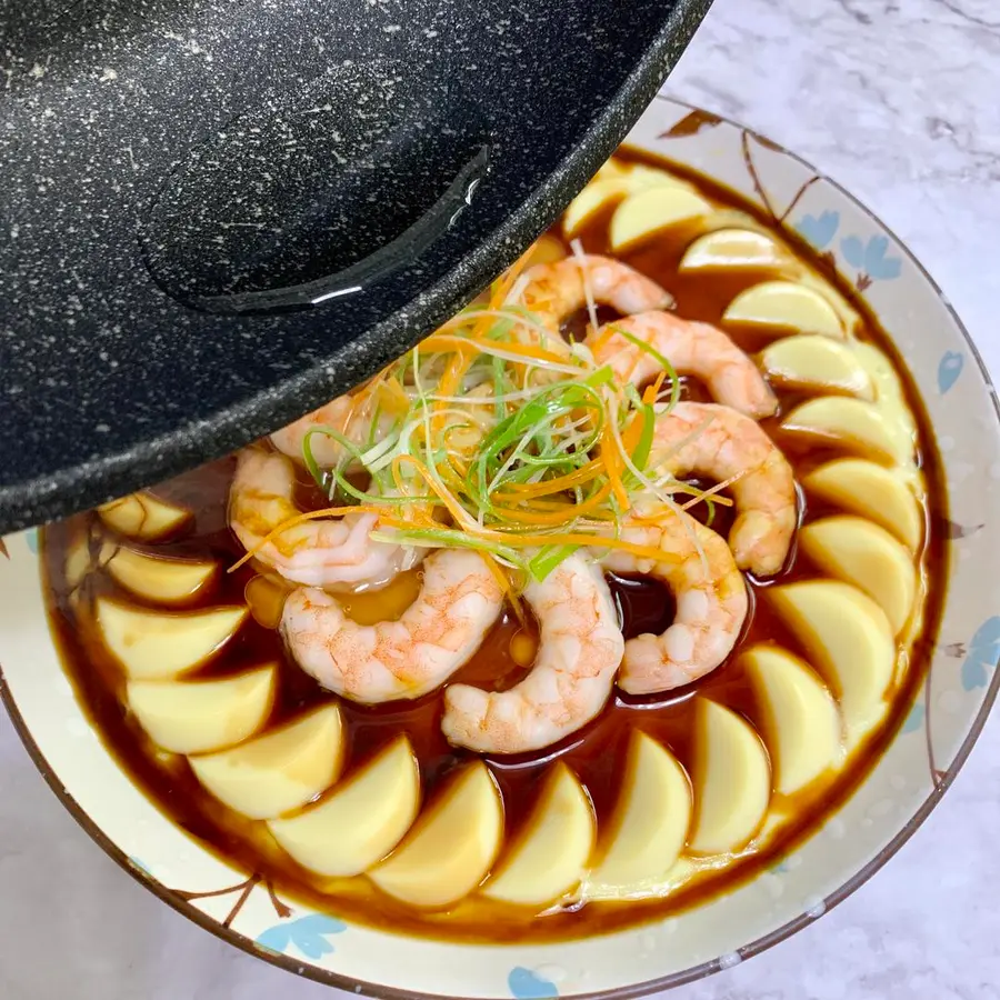  Chinese New Year's Eve dish (steaming) shrimp and jade tofu steamed eggs  step 0