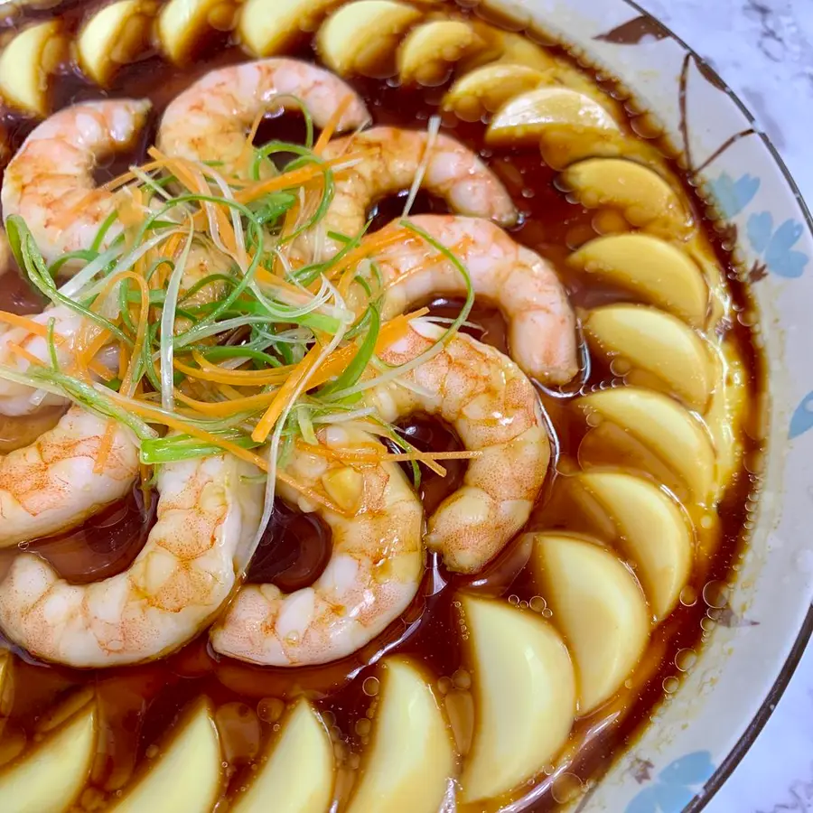  Chinese New Year's Eve dish (steaming) shrimp and jade tofu steamed eggs  step 0