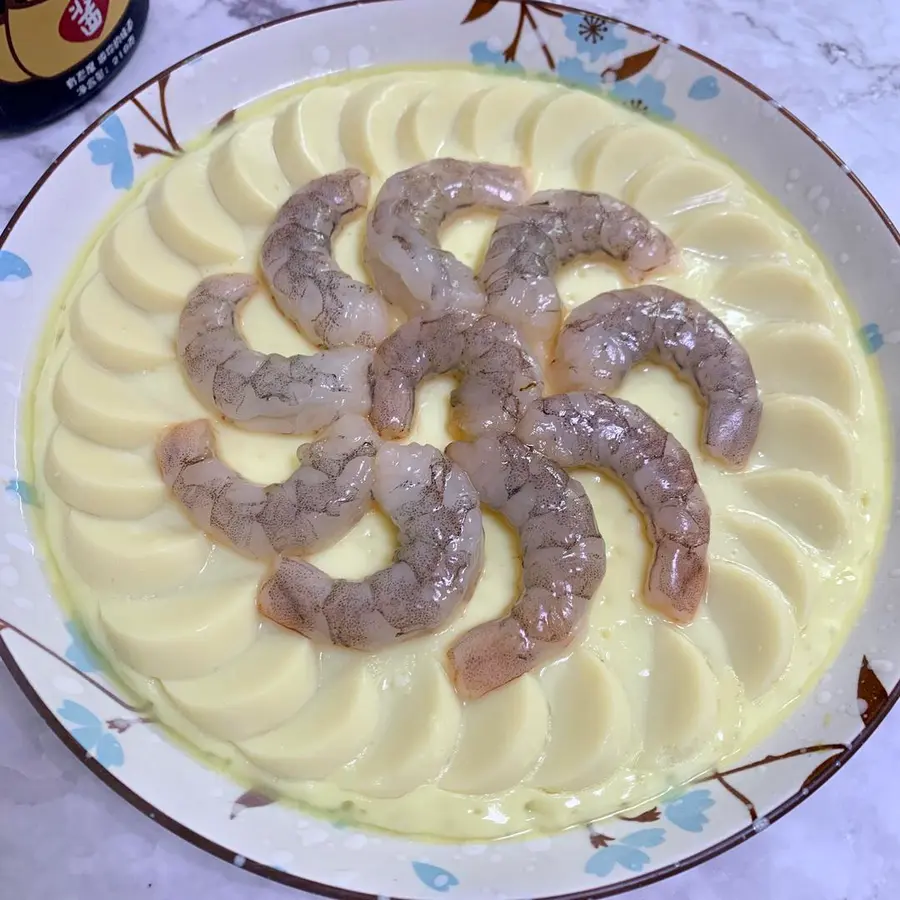  Chinese New Year's Eve dish (steaming) shrimp and jade tofu steamed eggs  step 0