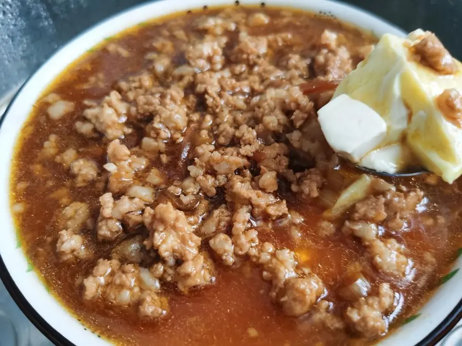 Minced meat, tofu and egg custard step 0