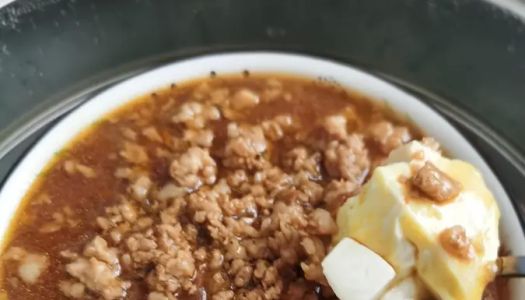 Minced meat, tofu and egg custard