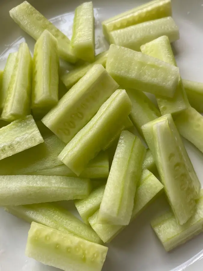 Chilled salad in summer Refreshing cucumber  mixed with fungus step 0