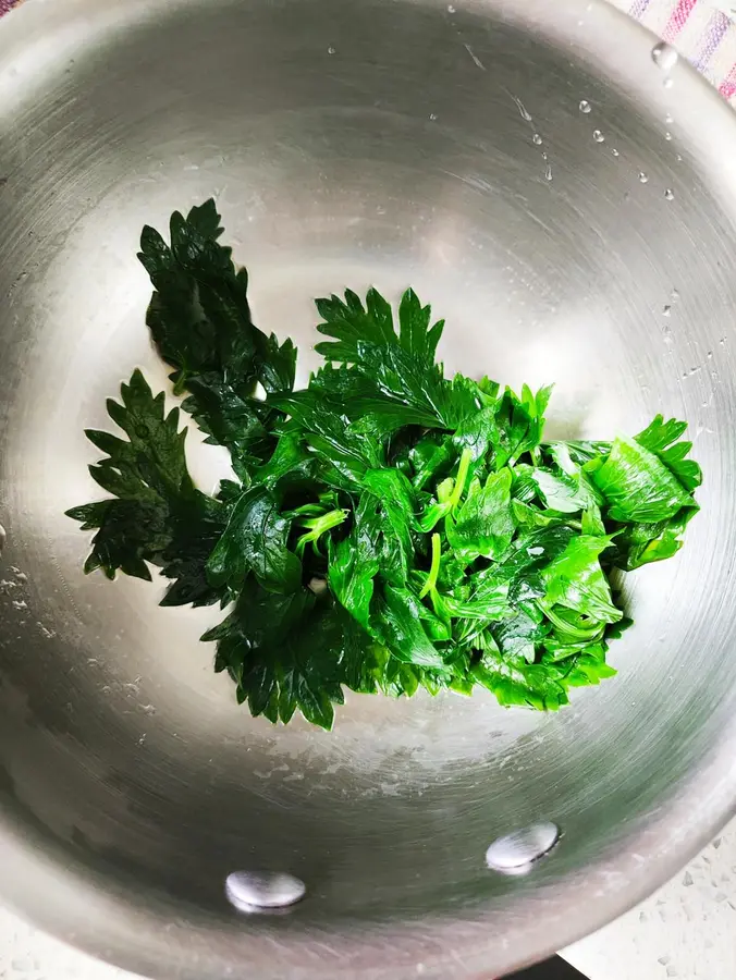 Savoury side dishes: tossed with celery leaves step 0