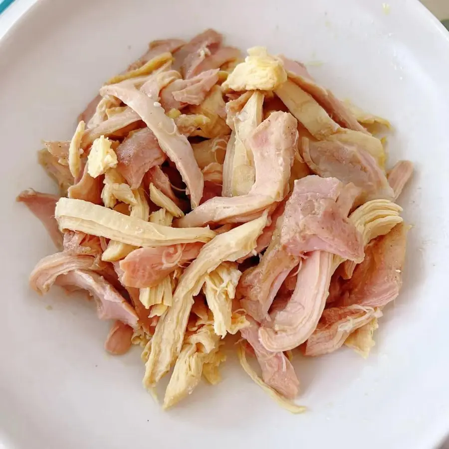 Cold shredded chicken (chicken breast + chicken thigh) high protein and low fat (slimming and fat reduction) step 0