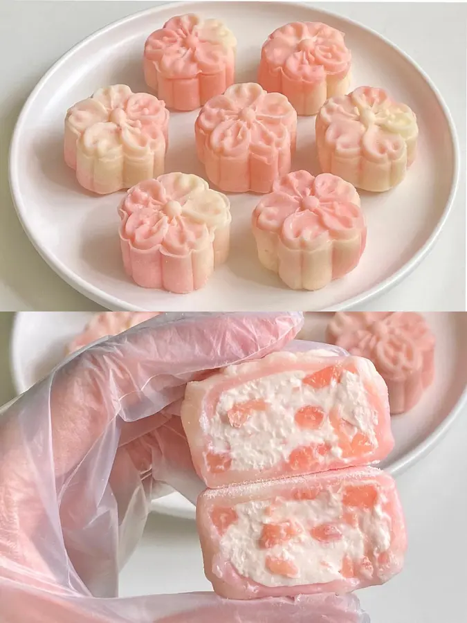  Peach cheese snow skin mooncakes, this recipe is not hard ❗ for three days