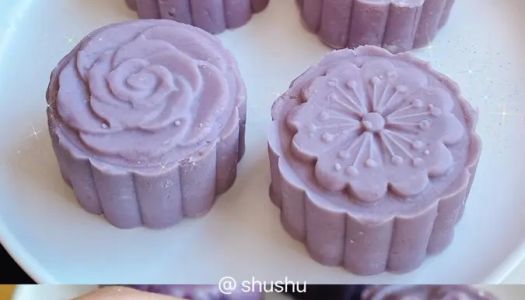 No oven! Popping taro pureed cheese mooncakes 