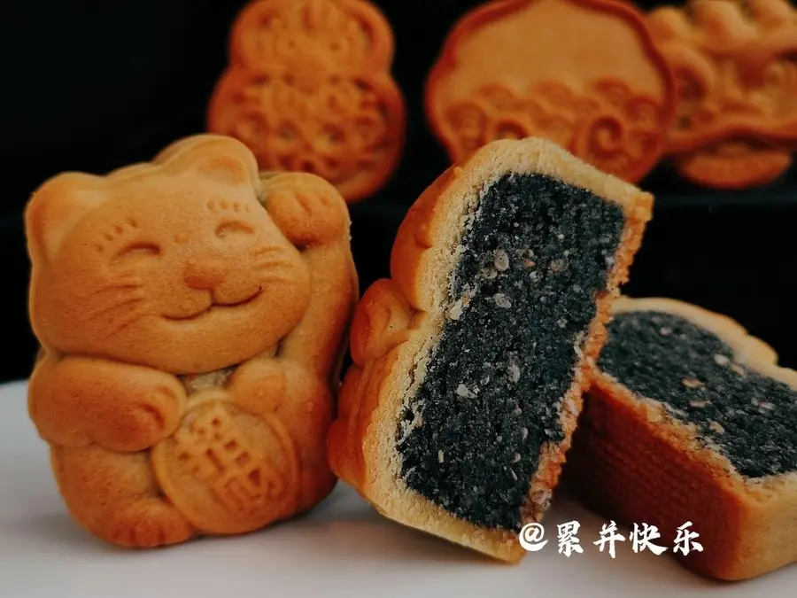 Cantonese moon cake - black sesame Raisa (nanny level tutorial)