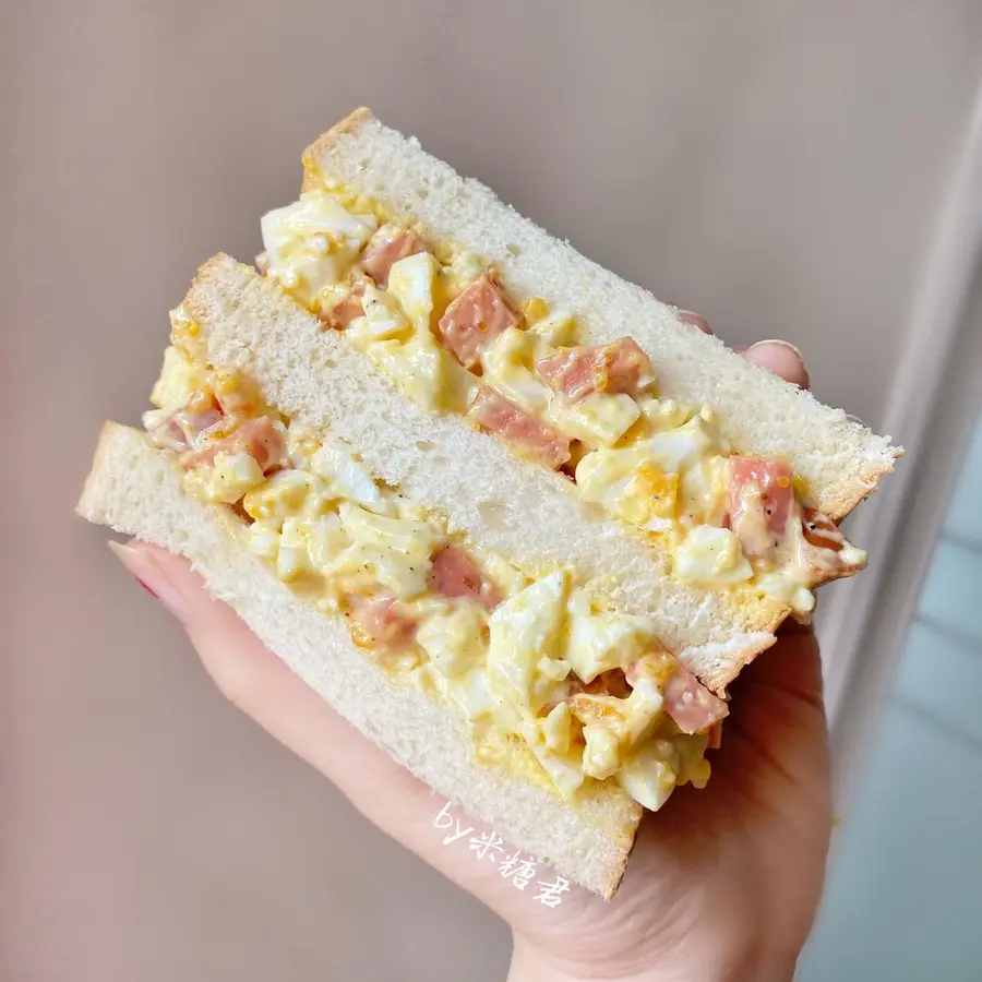 Japanese ham and egg salad sandwich, fat reduction light food - invincible simple and delicious step 0