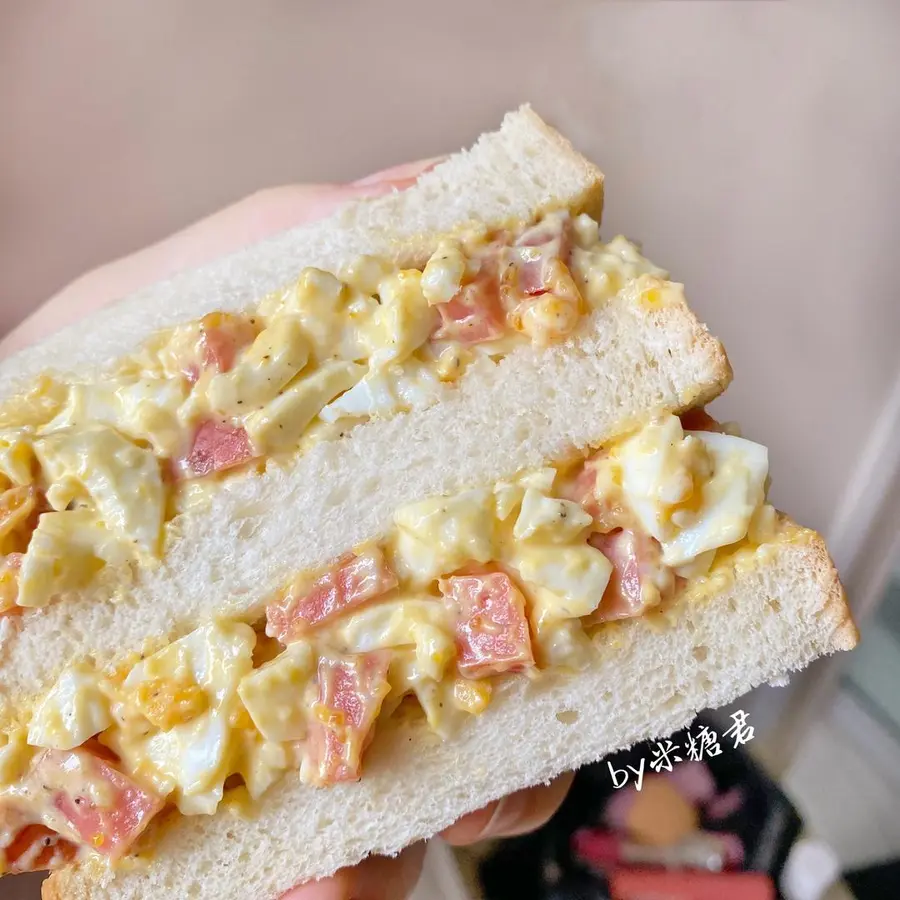 Japanese ham and egg salad sandwich, fat reduction light food - invincible simple and delicious step 0