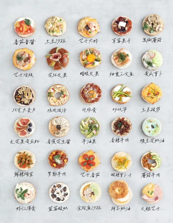 30 kinds of bagel sandwiches