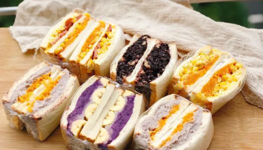 Purple sweet potato mash / egg meat floss sandwich encyclopedia 