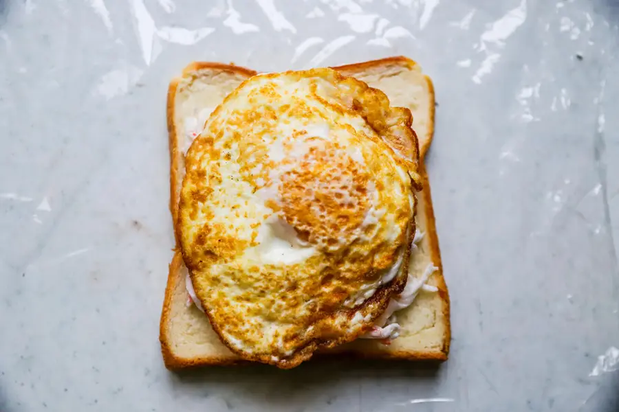 Crab salad, eggs, avocado sandwiches step 0