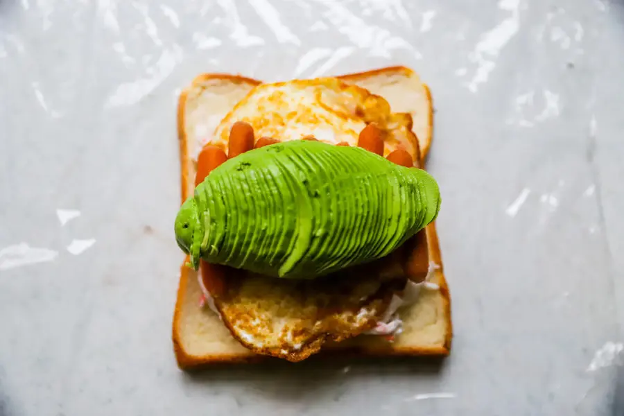 Crab salad, eggs, avocado sandwiches step 0