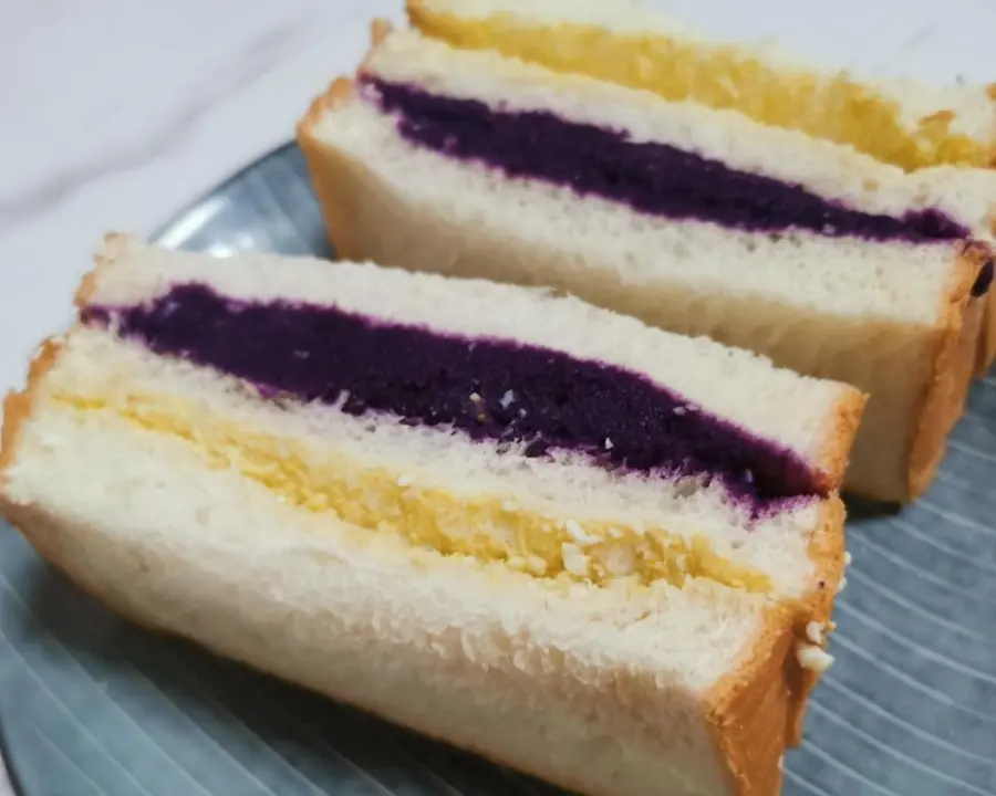 Purple sweet potato egg milk sandwich [light and nutritious breakfast]