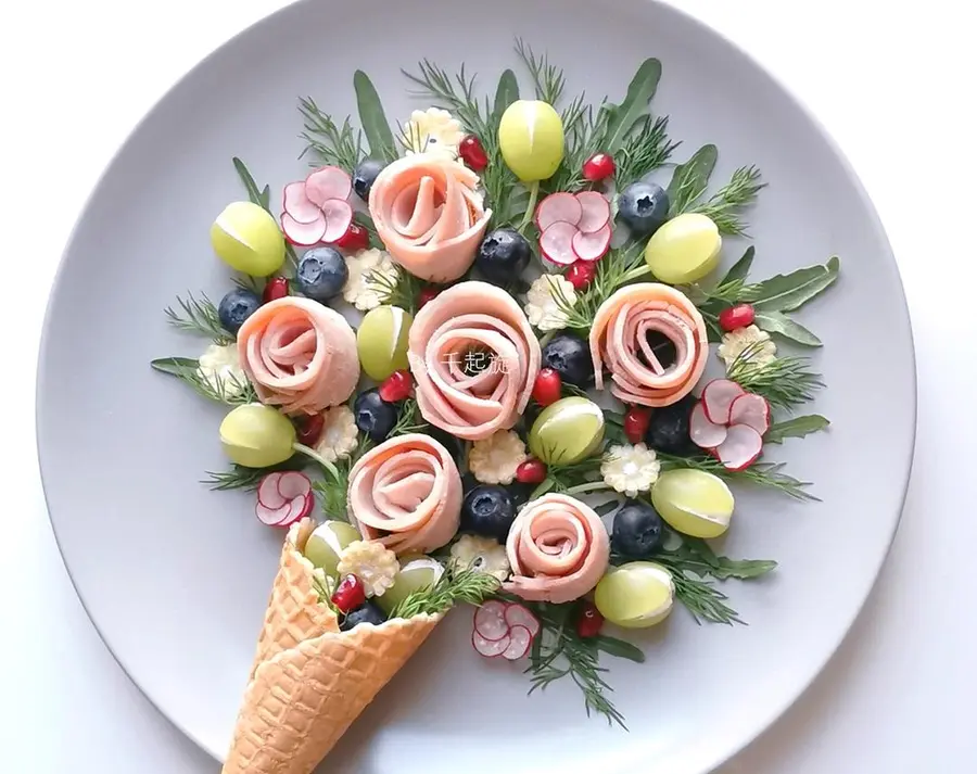 Spring romance ~ bouquet salad Â· fruit and vegetable meat | low-calorie and low-fat taste | with 4 kinds of flower type preparations step 0