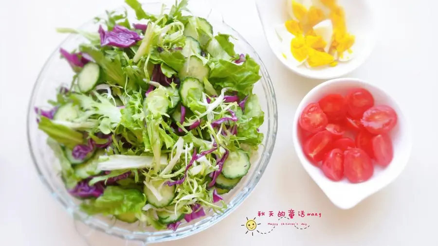 Vegetable salad (beautiful and fat-thin) step 0