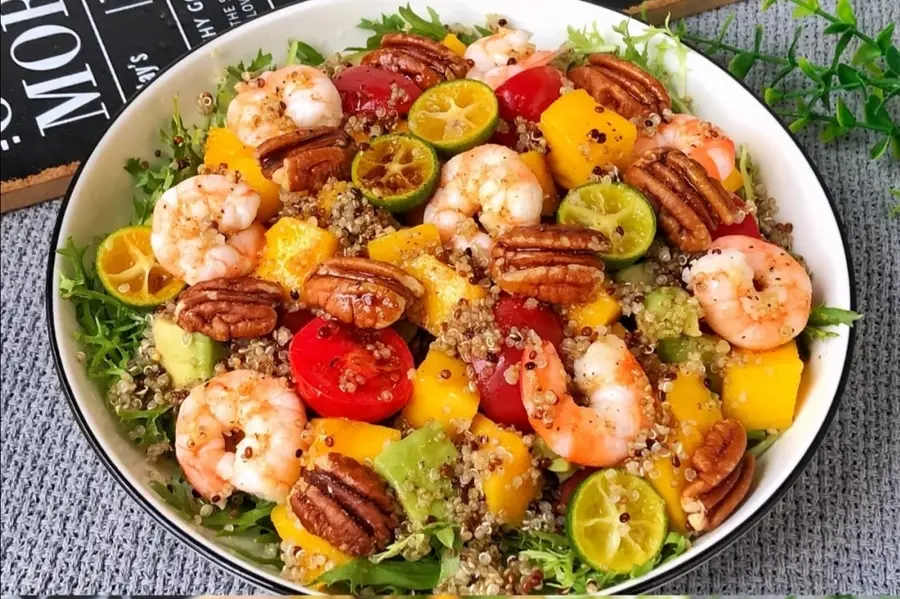 Low-fat delicious quinoa shrimp salad ❗ with zero failure homemade vinaigrette