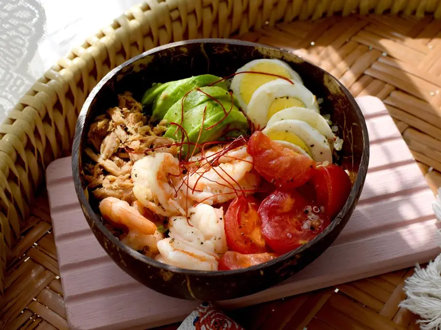 Poke Bowl - My Super Energy Bowl - with vinaigrette recipe - quinoa salad step 0