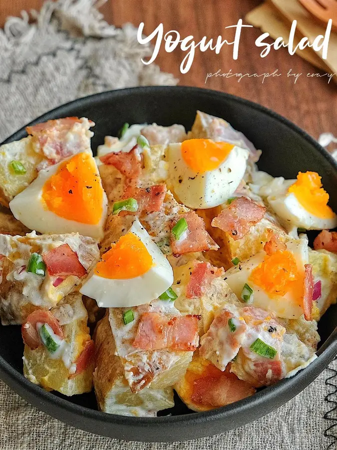 Delicious not fat  yogurt potato bacon salad  simple zero failure! !️