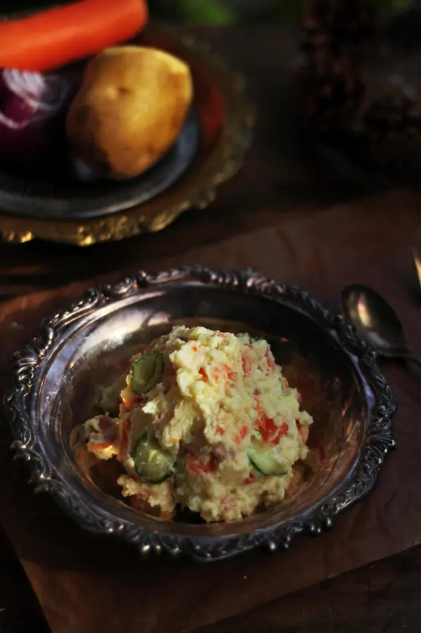 Late-night cafeteria mashed potato salad step 0