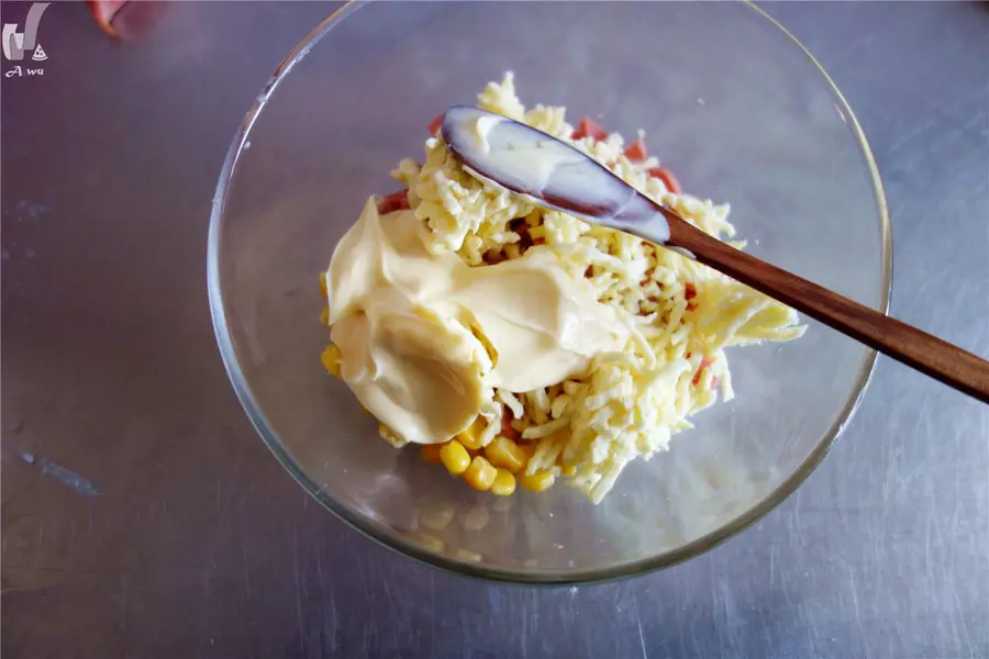 Corn ham salad bread step 0