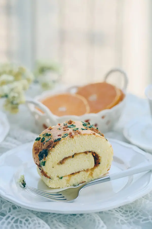 Chives and pork floss salad dressing cake Swiss roll (thick and soft) C21 step 0