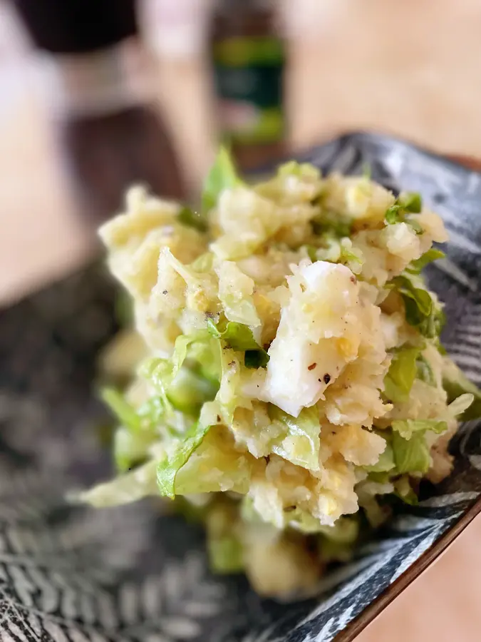 Healthy simple (minus) meal ~ potato, egg, lettuce salad 