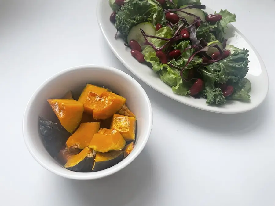 Miso pumpkin salmon salad with mixed vegetables step 0