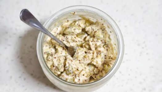 Pickled cucumber, mustard seeds, tuna yogurt sauce