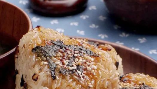 Japanese-style grilled rice balls with soy sauce