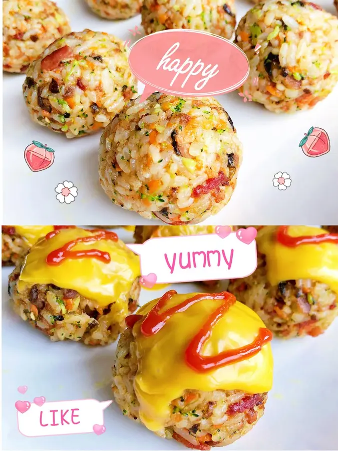 【Colorful rice ball】There are rice and vegetables, meat, milk and seafood 