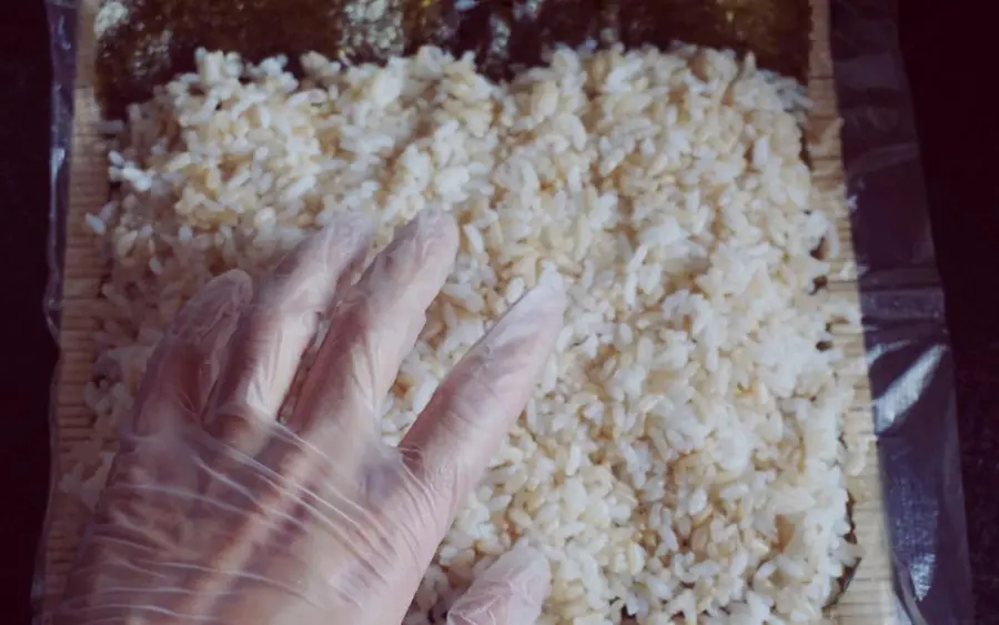 Brown rice chicken breast sushi step 0