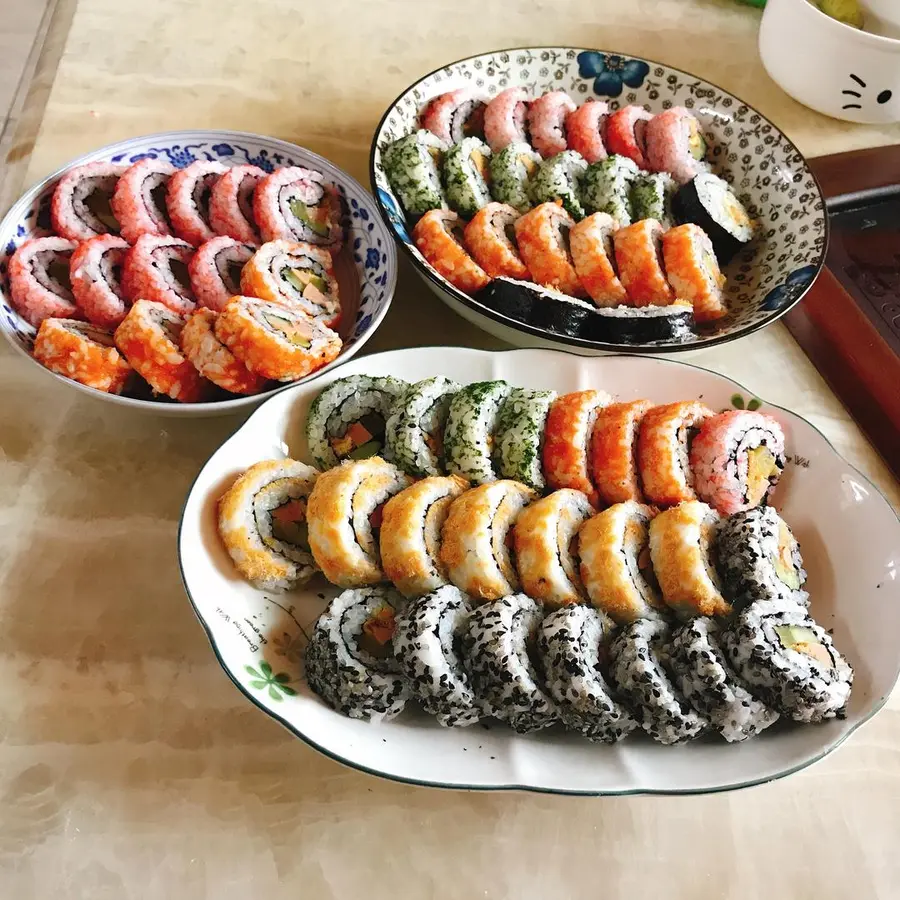 Colorful sushi rolls step 0