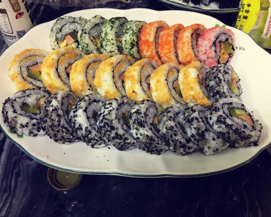 Colorful sushi rolls step 0