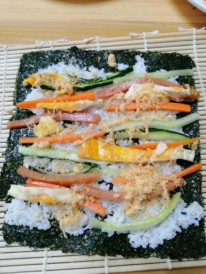 Nori roll sushi step 0