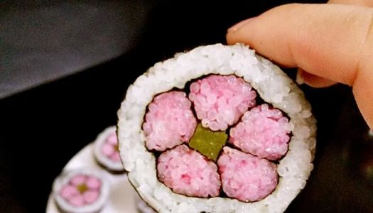 Delicious cherry blossom sushi