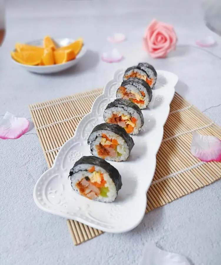 Nori sushi roll (avocado pulp floss roll) step 0