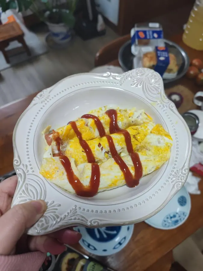 Super fast breakfast omelet sausages