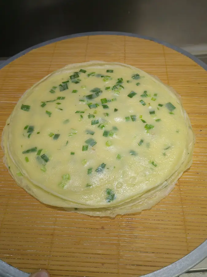 Authentic stall leek egg cake in northern Shaanxi