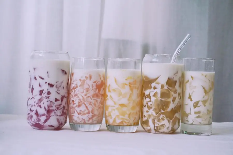 Summer special drink - 5 kinds of fruit jelly that can be sucked and milk, N kinds of white jelly powder step 0