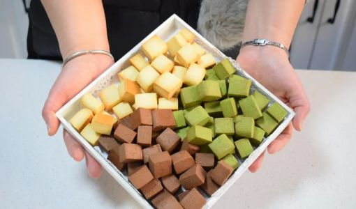 Three-color condensed milk cube (low sweet)