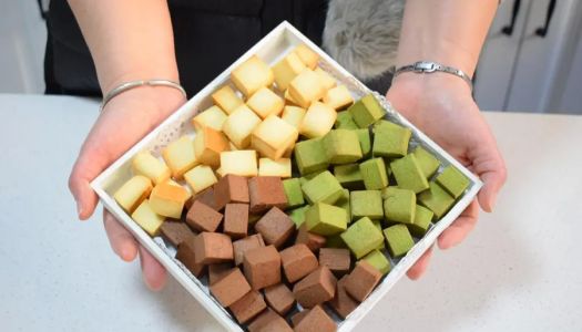 Three-color condensed milk cube (low sweet)