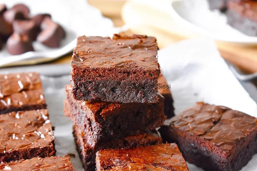 New York-style soft-hearted Brownie Fudge Brownie afternoon tea step 0