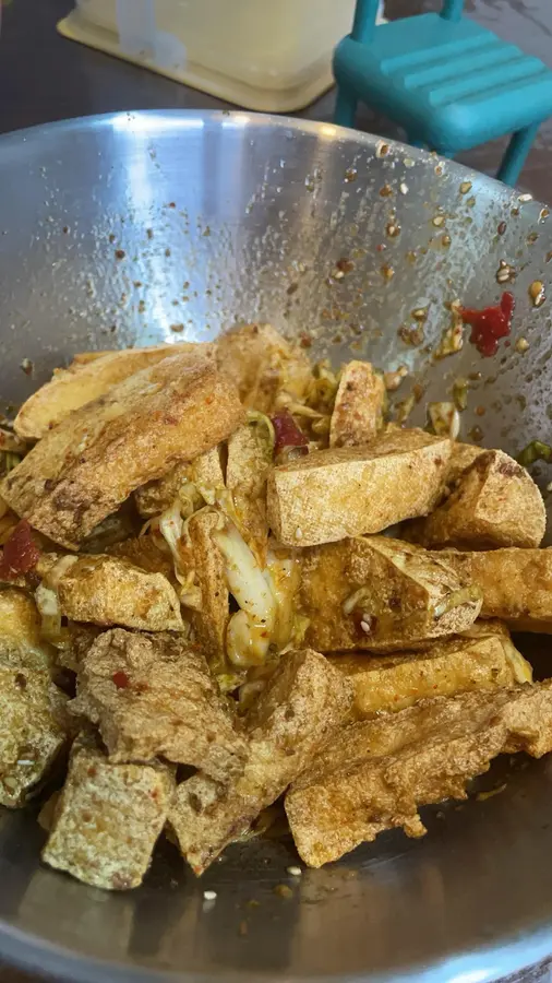 A perfect replica of fried tofu in the snack street