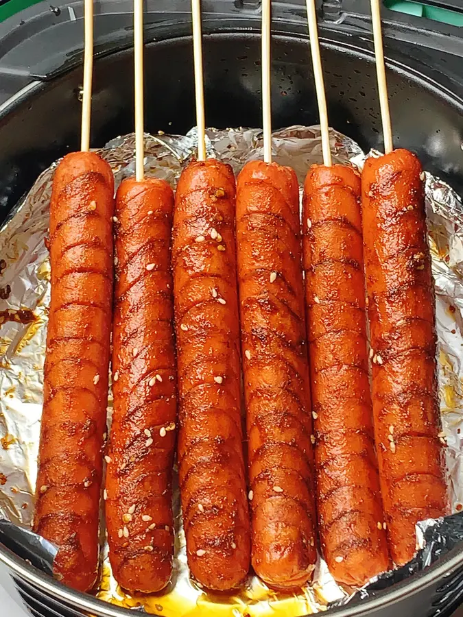 The air fryer fried starchy sausage  is full of the taste of childhood food stalls