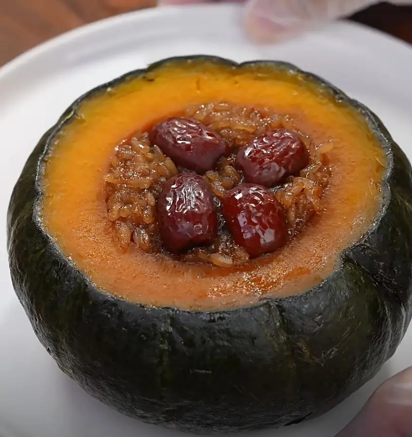 Sweet and soft butternut pumpkin sticky rice, huge delicious~~